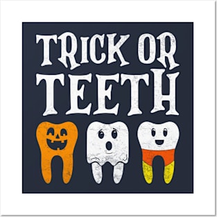 Trick Or Teeth Spooky Halloween Dental Hygienist Assistant Tech Funny Dental Office Group Posters and Art